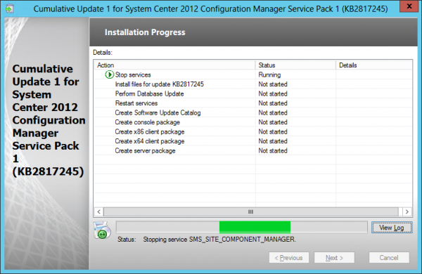 Installing the Cumulative Update 1 for Configuration Manager 2012 SP1