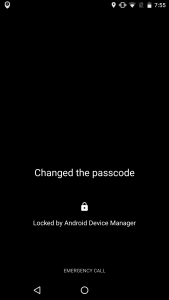 Command to change the lockscreen passcode is received